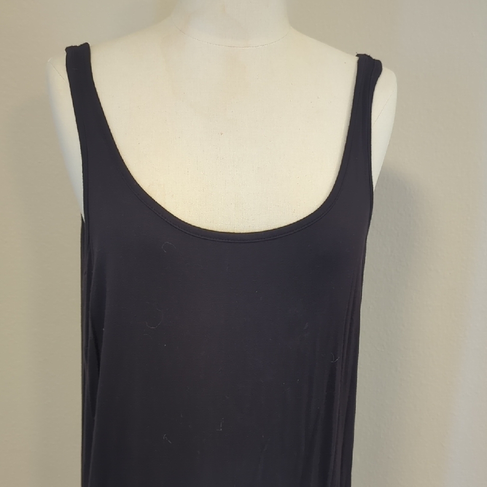 Black Sleeveless Long Tank Top or Short Dress